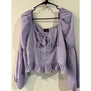 Milky & Honey Purple Ruffle Tie-Front Blouse - Size M